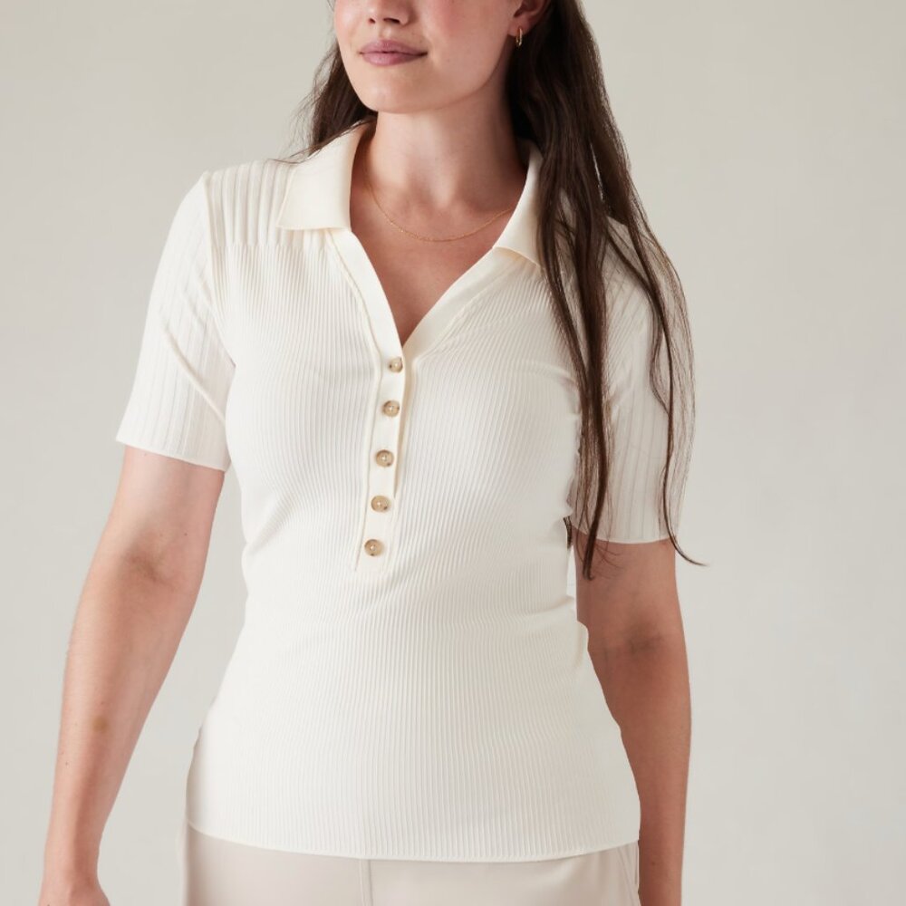 BEAUTIFUL Athleta Luxe Seamless Polo Tee - NWT
